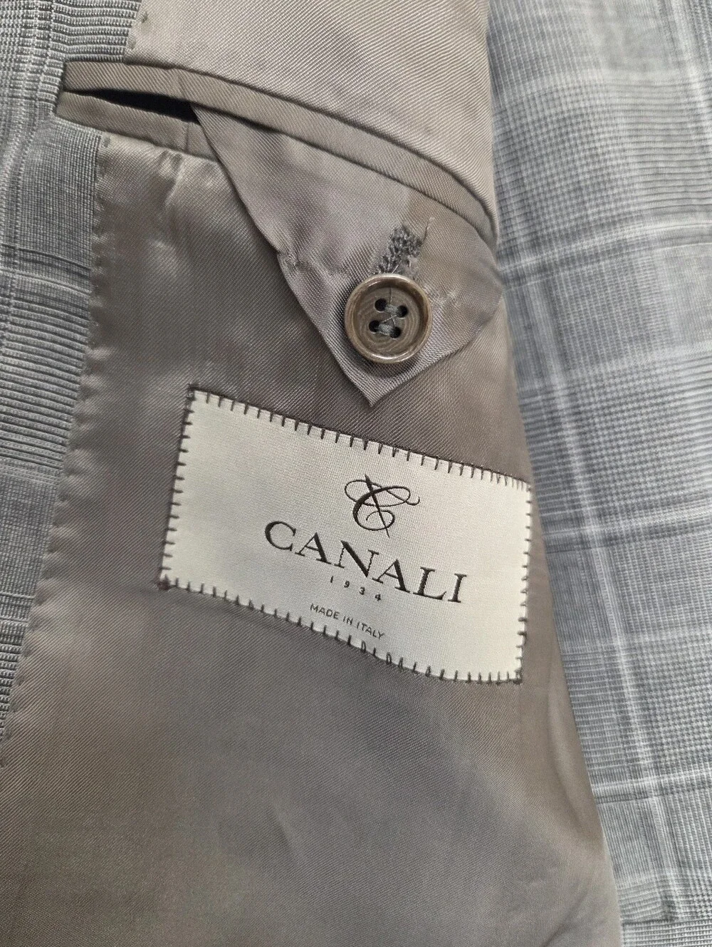Canali 1934 Gray Glen Plaid 2-Piece Suit 42R(EU 56R) 36W Made in Italy 100% Wool